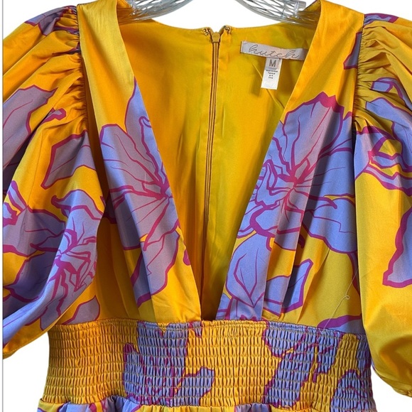 Anthropologie Hutch Yellow Floral Jumpsuit with Purple Accents - Picture 7 of 9